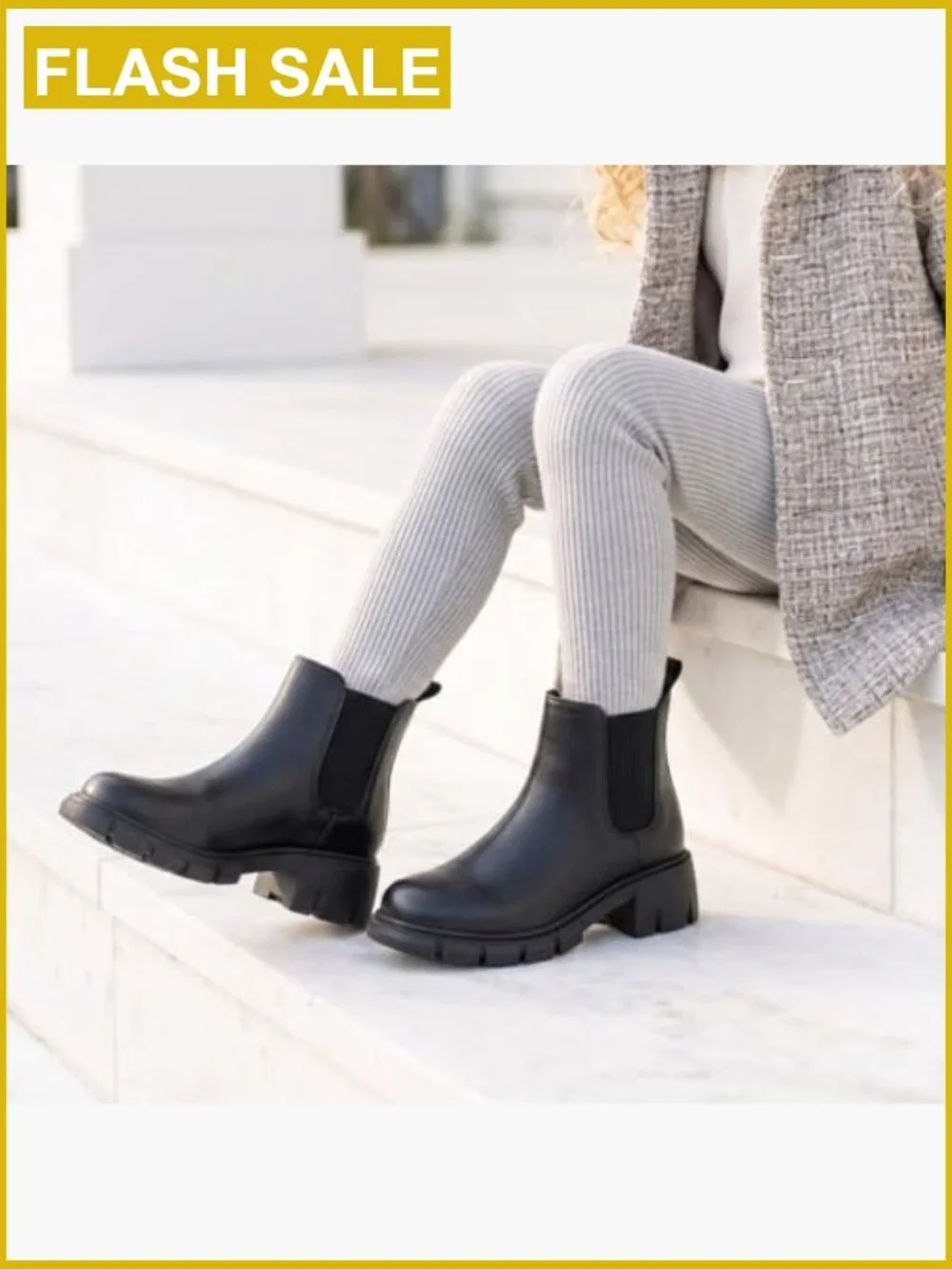 Girls Slip On Chelsea Boots Lug Sole Ankle Booties Toddler Kid